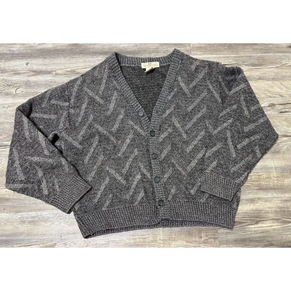 Vintage Cardigan M Kurt Cobain Style Mohair Merino Wool Italy Gray Grunge Retro - Picture 2 of 5